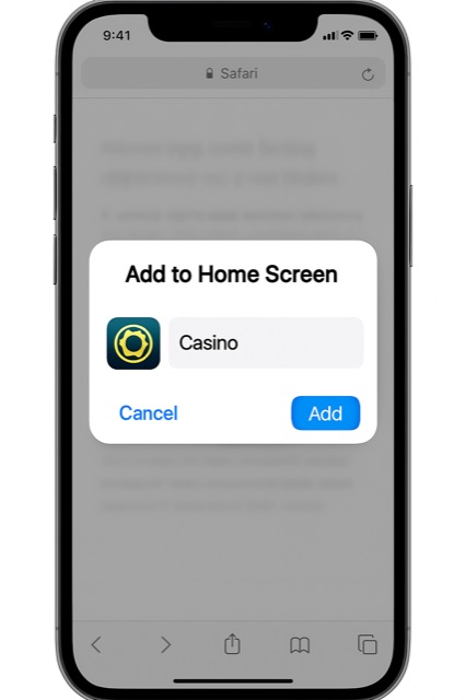 Rokubet iOS kurulum adım 3: ana ekrana ekle